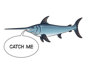 Swordfish pop art PNG illustration with transparent background