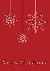 Fototapeta premium Christmas card vector illustration. Merry Christmas greeting card. Christmas star illustration on red background. Holidays art. Christmas design