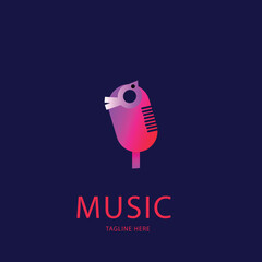 illustration of a microphone with notes Vector sign music. Illustration of musical notes..