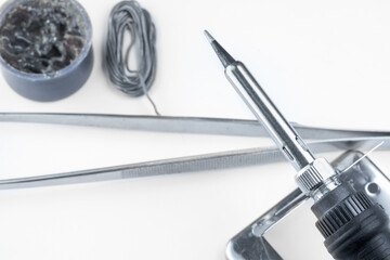 Soldering iron and necessary tools for soldering