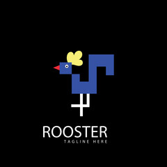 Chicken head icon logo vector design template with cartoon vintage style. Rooster mascot logo vector concept for fast food restaurant, farm, kitchen, or company business.