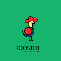 Chicken head icon logo vector design template with cartoon vintage style. Rooster mascot logo vector concept for fast food restaurant, farm, kitchen, or company business.