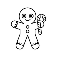 Cute Gingerbread cookies characters vector illustration. For kids coloring book.