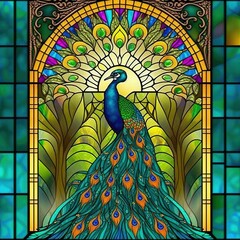 stained glass peacock