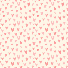 Heart marker drawn seamless vector pattern. Valentine's day handwritten background. Endless romantic print.