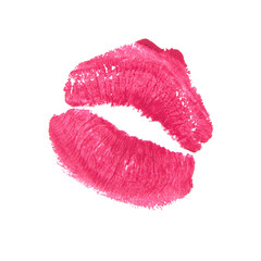 Beautiful lips track kiss cosmetic isolated on the white background