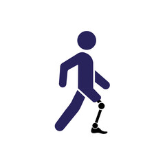 A man with a prosthesis. A disabled person with a prosthesis. A simple icon. Vector. 