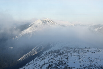 Winter Mountain Landscape with Snowy Peak