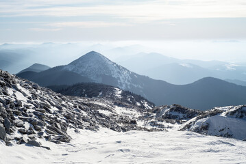 Fototapeta na wymiar Winter Landscape with Mountain View