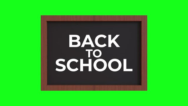 Back to School Animation on a 3D Rendered Blackboard Animation on Green Background