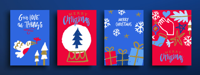 Obraz na płótnie Canvas Merry Christmas greeting card holiday doodle collection
