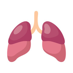 Lungs icon, flat style. Internal organs of the human design element, logo. Anatomy, medicine concept. Healthcare. Isolated on white background. Vector illustration