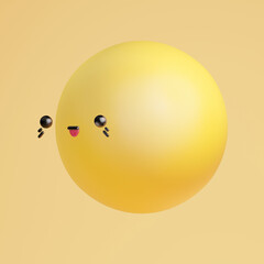 Funny cute face with dot eyes. Laught emoticon in portrait angle view