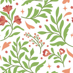 Vector seamless floral pattern. Cute background with botanical elements.