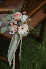 Vertical shot of beautiful wedding floral decorations