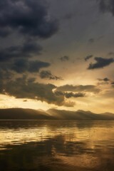 Naklejka na ściany i meble Beautiful sunset over Ohrid lake in Macedonia