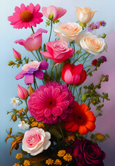 Obraz na płótnie Canvas Artistic concept illustration of a flowers bouquet, background illustration.