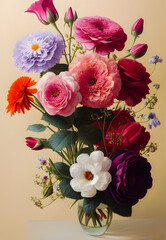 Artistic concept illustration of a flowers bouquet, background illustration.