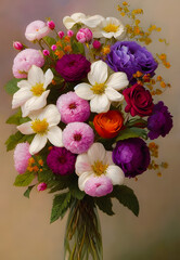 Obraz na płótnie Canvas Artistic concept illustration of a flowers bouquet, background illustration.