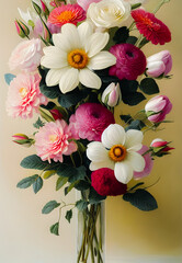 Artistic concept illustration of a flowers bouquet, background illustration.