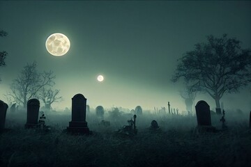 cemetery in night
