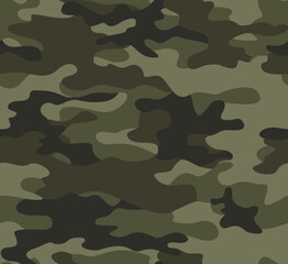 
Seamless army camouflage pattern, shape vector texture, woodland khaki background. Disguise
