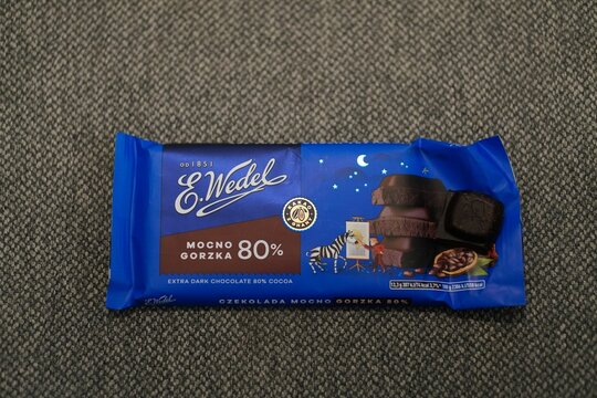 Polish E. Wedel brand dark chocolate with 80 percent cocoa