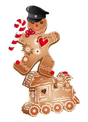 Lebkuchenmann als Lokführer auf der Lebkuchen Lok
