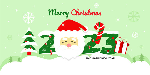 Christmas Happy New Year 2023 Banner Greeting Card Background Xmas Design
