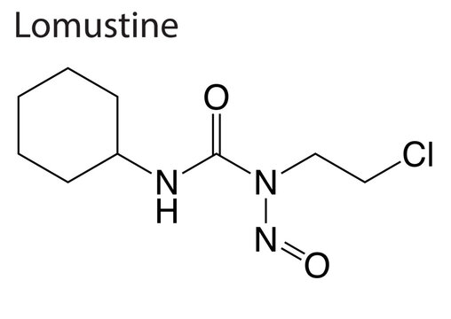 Chemical structure of an anticancer drug, Lomustine
