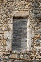 Fototapeta na wymiar Door to a traditional stone house in the Cevennes National Park.