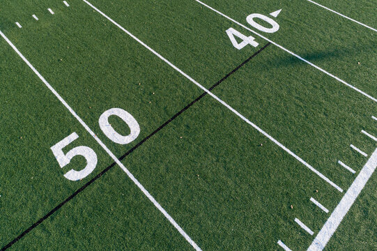 football field at the 50 yard line