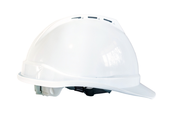 White safety helmet, isolated on blank background.