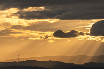 Wind turbines on mountains of Black Forest.