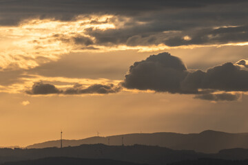 Wind turbines on mountains of Black Forest.