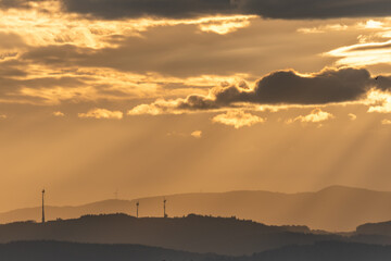 Wind turbines on mountains of Black Forest.