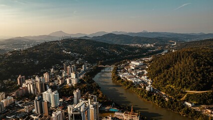 Aerial View Of Blumenau City With Drone