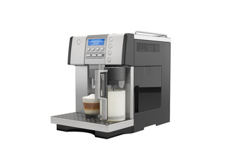 3d illustration of professional automatic coffee machine with cappuccino machine for making coffee drinks on white background  no shadow