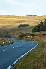 Evis rock on the A44, Eisteddfa Gurig, near Aberystwyth, Ceredgigion in morning light. Wales, UK. 