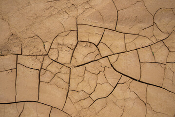 Dried cracked clay brown earth