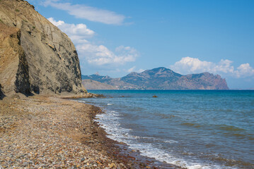 View of the Black Sea and the Kara Dag volcano in Crimea