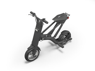 3d illustration of folding electric scooter for walking around the city on white background with shadow