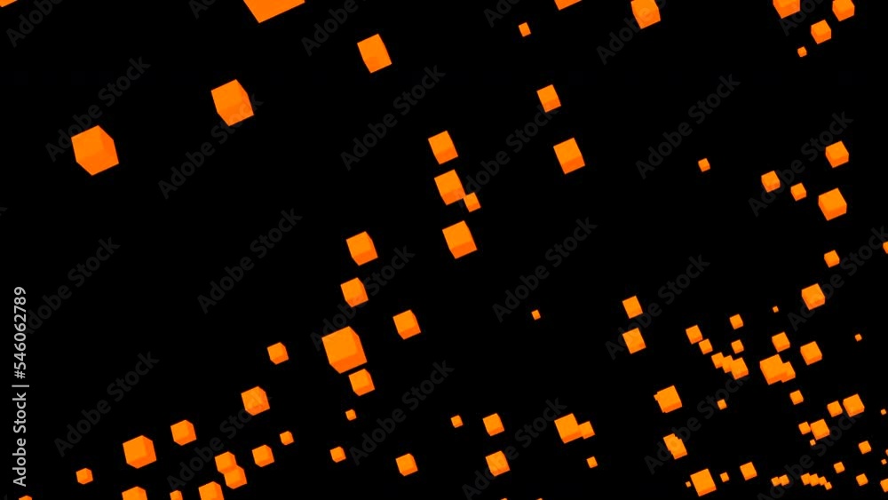 Poster moving flow of pulsating 3d squares. design. a lot of 3d squares moving in stream. 3d squares fly in