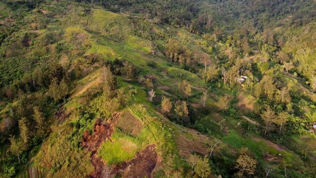 Mountain side farms in remote Papua New Guinea village