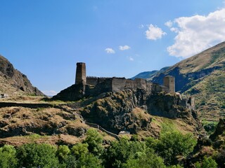 Fototapeta na wymiar Panoramic view of Khertvisi Fortress in Samtskhe-Javekethi region, Georgia.