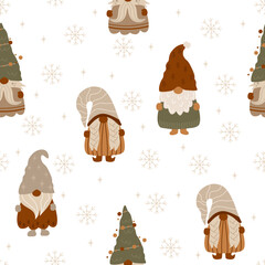 seamless pattern with christmas gnome