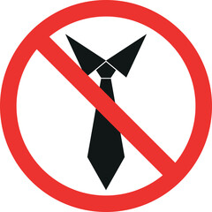 No tie sign. Ties not allowed. Forbidden Signs and Symbols.