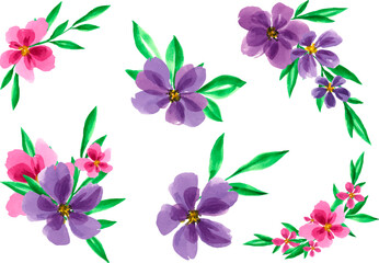 High quality vector watercolor flowers. Vector floral watercolor. Texture. Clip art. Elements for decor. Holiday. Wedding. Decor.