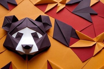 Illustration of an origami bear head