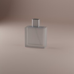 Perfume bottle mockup. Glass bottle of perfume on a beige background. perfume 3d render